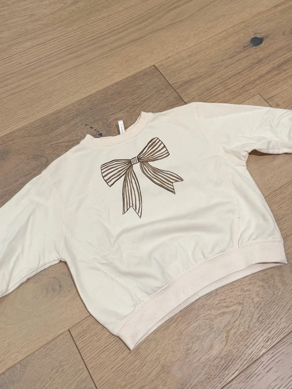 Rylee + Cru Cream sweatshirt with Brown Bow Graphic - Kids 18-24m